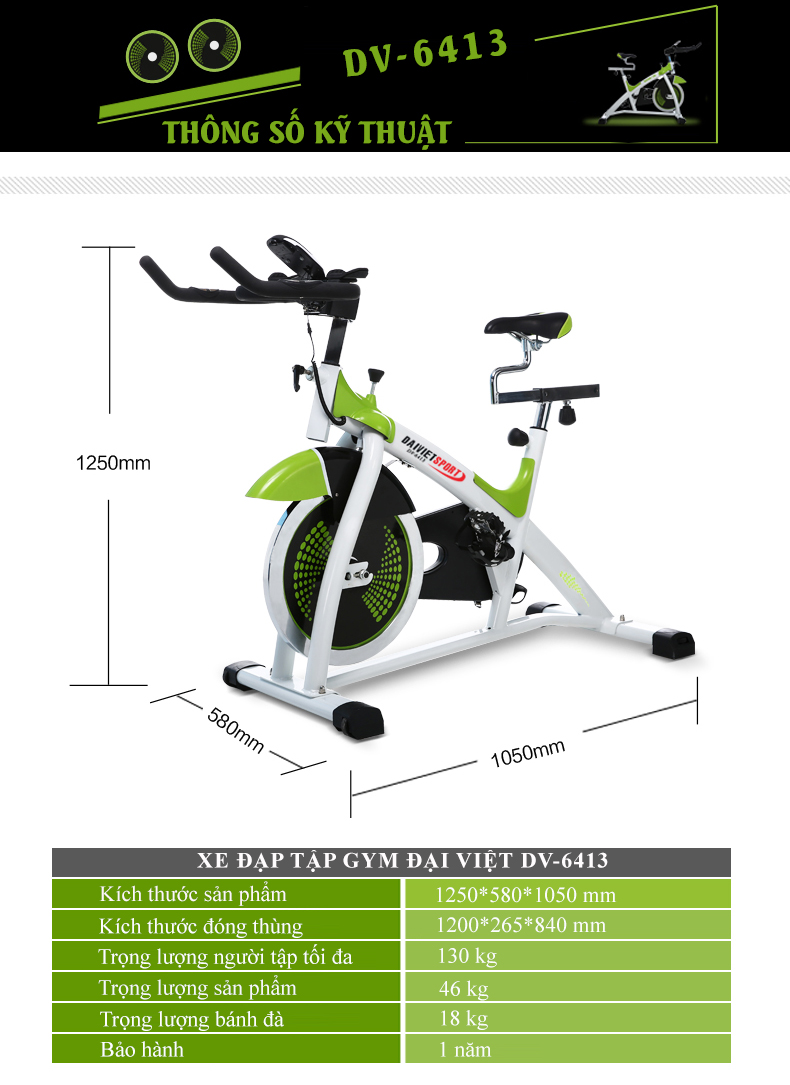 Thông số xe đạp tập gym DV-6413